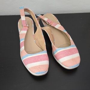 Naturlizer N5 Comfort Bridget Striped Slingback Women's Shoes Cream Pink 10.5